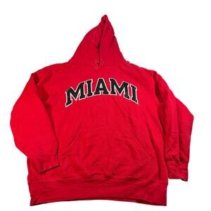 Jansport Vintage Miami of Ohio red hoodie with black embroidery letter. Size XL